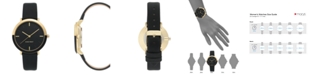 Nine West Women's Gold-Tone and Black Strap Watch, 36mm
